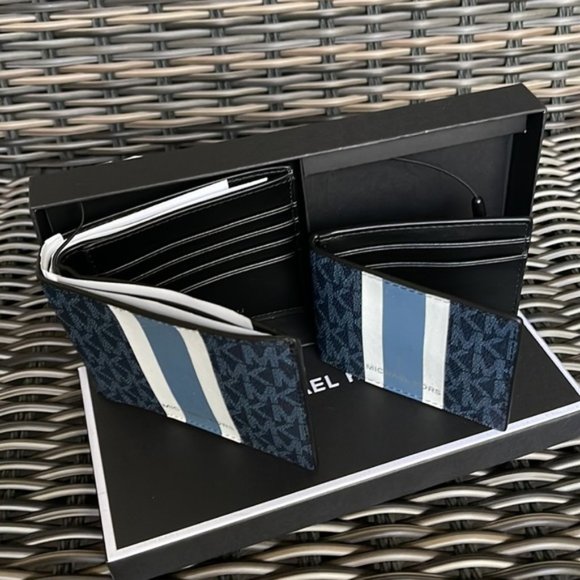 Michael Kors Men`s Gifting Bifold 3 in 1 Wallet Box Set Admiral Multi - Picture 3 of 16